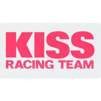 正規品／キッスレーシング KISS Racing チームステッカー（白ベース/ピンク文字） サイズ：M（100×55mm） メーカー在庫あり KIS… | モトメガネ2号店