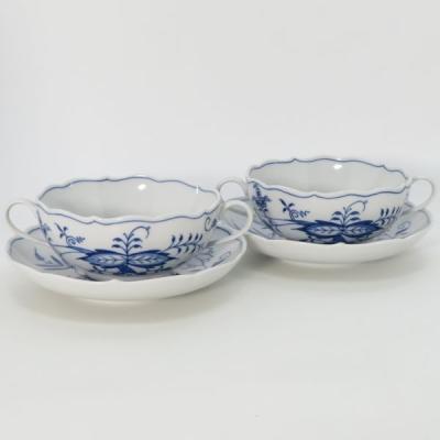 専用　マイセン　ブルーオニオン　スープカップ&ソーサー　蓋付　スープカップ 店舗取り寄せ商品】マイセン ブルーオニオン スープカップ&ソーサー