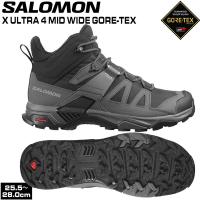 登山 トレラン 24SS SALOMON サロモン X ULTRA 4 MID WIDE GTX エックスウルトラ4ミッドワイドゴアテックス Black/Magnet/PearlBlue | MOVEセレクト