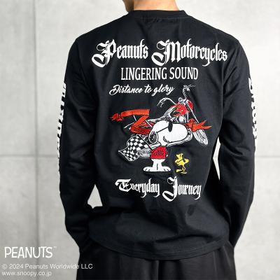 FLAG STAFF スヌーピー SNOOPY Tシャツ 長袖 クルーネック 袖ロゴ ロン