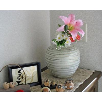 信楽焼花入れ 木箱入り 信楽焼 花瓶 花入れ 武蔵野 高さ27cm 信楽焼き 花瓶」の