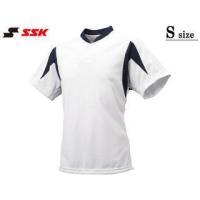 SSK エスエスケイ  【メンズ・ユニセックス】1ボタンベースボールTシャツ【ホワイト×ネイビー】【S】BT2300 | NEXT!
