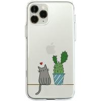 Dparks iPhone 11 Pro ソフト/クリア/スマホケース 猫とサボテン ディーパークス 5.8インチ Ds17229i58R キャラクター グッズ | キャラハン