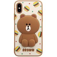 LINE FRIENDS iPhone XS/X スマホケース ハンバーガーブラウン(ラインフレンズ シリコンケース) 5.8インチ 公式ライセンス/KCL-CHB003(キャラクターグッズ) | キャラハン
