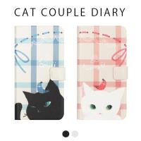 iPhone XS / X ケース Happymori Cat Couple Diary 手帳型 （ハッピーモリ キャットカップルダイアリー）アイフォン カバー 猫 | Mycase Shop Yahoo!店