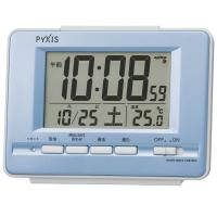 セイコー クロック 目覚まし時計 電波 デジタル カレンダー 温度 表示 PYXIS ピクシス 薄青 パール NR535L SEIKO | NEXT-SHOP