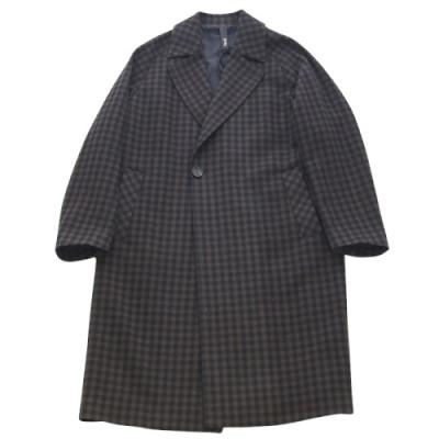 Hevo イーヴォ [秋冬] ウールコート ブロックチェック セミダブル 1B