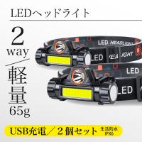 ヘッドライト 充電式 led 防水 usb キャンプ アウトドア 登山 COBライト ワークライト 作業灯 2個 ヘッドランプ 防災 災害 強力 釣り