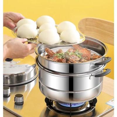 ステンレス 蒸し器/コンロ付き39cm 3段/中古