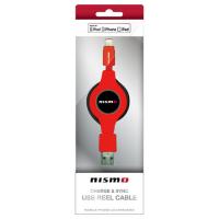 エアージェイ NISSAN 公式ライセンス品 NISMO CHARGE &amp; SYNC USB REEL CABLE FOR IPHONE  取り寄せ商品 | ナノズ ヤフー店