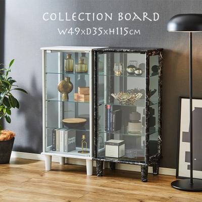 イタリア製 ガラスケース 天板大理石 4段 全面ガラス 飾り棚 キュリオ