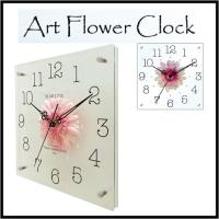 お花がアクセントのスクエアタイプ壁掛け時計！ アートフラワークロック ピンク STARLINE スターライン SW-1198PK 