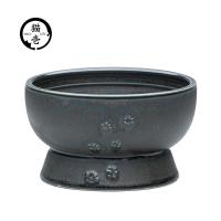 猫壱 美濃焼 脚付 ウォーター ボウル ブラック 猫用品 食器 磁器 日本製 | ねこばたけ ヤフー店