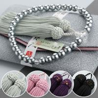 ≪特別価格≫数珠 女性用 約7×8ミリ 黒貝パール 頭付房 数珠袋付き おしゃれ 葬式 葬儀