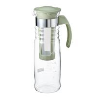 HARIO(ハリオ)かご網付き水出し茶ポット 実用容量1200ml スモーキーグリーン 耐熱ガラス製 熱湯・食洗器OK 冷水筒 日本製 HCC-12-SG | ネオジェネレーション本店