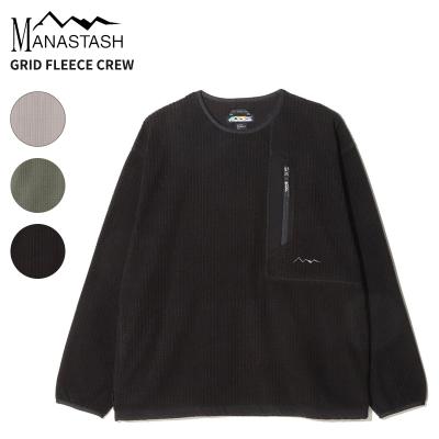マナスタッシュ メンズ フリーストップス  MANASTASH グリッド フリース クルー GRID FLEECE CREW トップス 792-5230001 MANASTASH（マナスタッシュ） メンズ フリーストップス グリッド