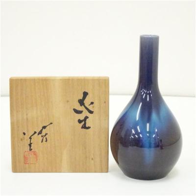 人間国宝　徳田八十吉　徳田正彦　花生　工芸品　箱なし 徳田八十吉（正彦銘）『彩釉壺』 ｜骨董品買取 緑和堂