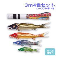 江戸 5ｍ 8点 鯉5匹 五色吹き流し 錦鯉 鯉のぼり 大型セット ワタナベ 