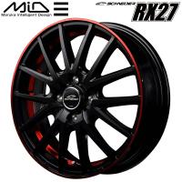 MID シュナイダー RX27 ホイール4本 ブラック/リム&amp;アンダーカットポリッシュ+レッドクリアー 4.0J-12inch 4H/PCD100 inset+42 | ネクスト2号店