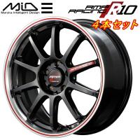 MID RMP RACING R10 ホイール4本 クリスタルブラック/リムポリッシュ+レッド 7.5J-18inch 5H/PCD114.3 inset+50 | ネクスト5号店