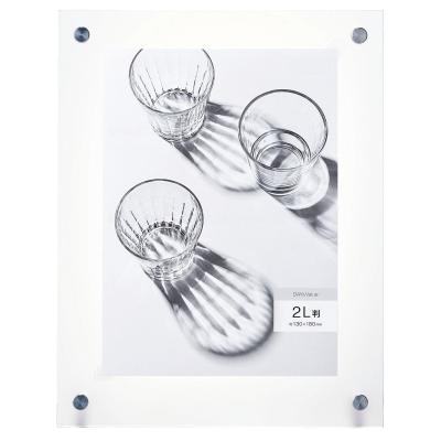 フォトフレーム、アルミ三角ゴールド、トップフレーム5白