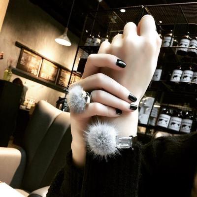 中古】エルメス HERMES リストウォーマー ファーブレスレット ブラック  