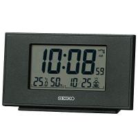 セイコークロック(Seiko Clock) 置き時計 黒メタリック 本体サイズ:7.8×13.5×3.8cm 目覚まし時計 電波 デジタル カレンダー | のすたる堂