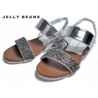 ジェリービーンズ　Jelly Beans　ラメビジューフットベッドサンダル　シルバー　レディース・靴 
