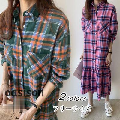 チェック柄シャツワンピース（色：ピンク系）のおすすめ人気商品