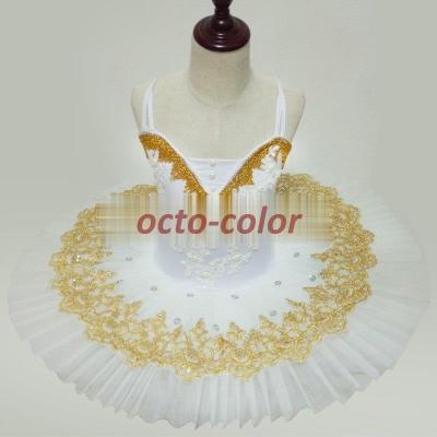 大人【L】☆バレエ舞台衣装♪お姫様系♪8層チュチュ♪白&シルバー  