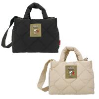 PEANUTS ROOTOTE デリバッグ (キルト)  SNOOPY スヌーピー バッグ トートバッグ ブラック ベージュ 斜めがけ キルトバッグ | おかいものSNOOPY