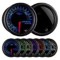 GlowShift Tinted 7 Color Narrowband Air/Fuel Ratio AFR Gauge - Lean, Optimal ＆ Rich Readings - Black Dial - Smoked Lens - 2-1/16" 52mm | オーエルジー