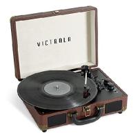 Victrola Vintage 3-Speed Bluetooth Portable Suitcase Record Player with Built-in Speakers | Upgraded Turntable Audio Sound|Dark Brown, Model Number, M | オーエルジー