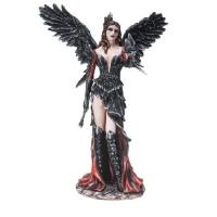 Pacific Giftware Gothic Raven Crow Trainer Angel Fairy in Black and Crimson Feather Gown Statue 13.75” Tall(並行輸入品) | オーエルジー