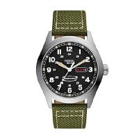 Fossil Men's Defender Solar-Powered Stainless Steel and Nylon Watch, Color: Silver, Green (Model: FS5977) | オーエルジー