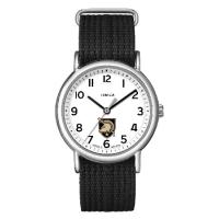 Timex ユニ ウィークエンダー 38mm 腕時計 - 米陸軍士官学校 陸軍 黒騎士団 スリップスルーシングルレイヤーストラップ, ブラック | オーエルジー