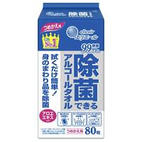 エリエール ウェットティッシュ 除菌 アルコールタイプ ボトル つめかえ用 80枚 除菌できるアルコールタオル | おまめの雑貨屋さん