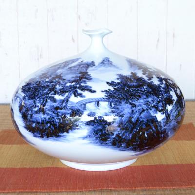 有田焼　花瓶　山水 有田焼 山水花瓶 仏壇用（木付） : 有田焼 器の華 まるふく