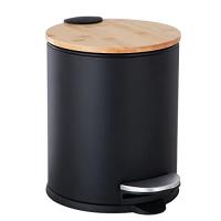 ゴミ箱 ふた付き 5L ペダル式 ゴミ箱 丸型 竹蓋 ごみ箱 音無し は無臭で密閉 キッチン、リビングルーム、トイレ、バスルーム、オフィス用 （黒） | ワントゥデイ