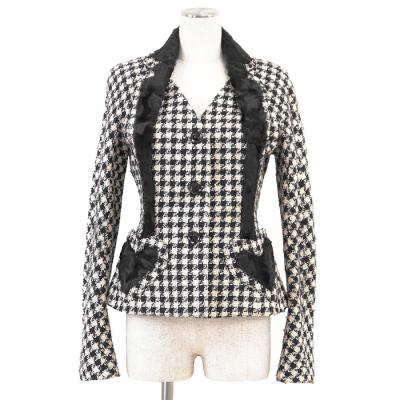 クリスチャンディオール M ウール 千鳥格子 ノーカラージャケット クリスチャンディオール M ウール 千鳥格子 ノーカラージャケット