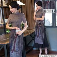 チャイナドレス ロング チャイナ風ワンピース ワンピースドレス チャイナ服 中華服 竹柄 半袖 マキシ丈 セクシー 大きいサイズ 結婚式 披露宴 パーティー Qp 62 Pizoff 通販 Yahoo ショッピング