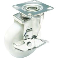 ユーエイ プレート式 自在 ステンレスキャスター ナイロン 車輪径100mm ストッパー付き Jタイプ SUS-J-S型 取付寸法74×74(67×67) ( SUS-NJ-100S ) | ORANGE TOOL TOKIWA