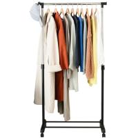 ドウシシャ ハンガーラック シングル 幅80cm キャスター付き 上下伸縮 衣類収納 耐荷重15kg ブラック NGHS-81BK | おたま屋商店
