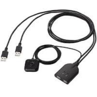 【新品/取寄品/代引不可】USB対応ケーブル一体型キーボード・マウス用パソコン切替器 (ブラック) KM-A22BBK | 秋葉原　アウトレットプラザ