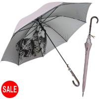 傘 日傘 雨晴兼用 長傘 UVカット率99％以上 60cm ピンク ベンガル猫 動物プリント 猫