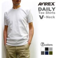 自店で検品済！AVIREX DAILY WEAR アビレックスストレッチVネックリブTシャツ (アヴィレックス/6143501) 伸縮性 丈夫 デイリー 無地 半袖Ｔシャツ | PARADISE MARKET