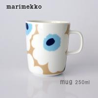 マグカップ　マリメッコ Unikko ウニッコ マグ 250ml　ベージュ×オフホワイト×ブルー | 北欧雑貨・家電のプレシャスシーズ