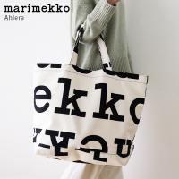トートバッグ　マリメッコ Ahkera Logo ロゴ トートバッグ　ブラック×オフホワイト | 北欧雑貨・家電のプレシャスシーズ