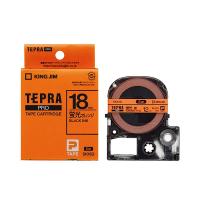 （まとめ） キングジム テプラ PRO テープカートリッジ 18mm 蛍光オレンジ／黒文字 SK18D 1個 (×4セット) |b04 | panfam