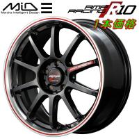 MARUKA MID RMP RACING R10 ホイール1本価格 クリスタルブラック/リムポリッシュ+レッド 7.5J-18インチ 5穴/PCD100 インセット+50 | イムサスヤフーショッピング店